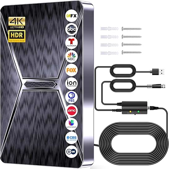 Indoor TV Antenna with 2800+ Mile Range and 38FT Cable