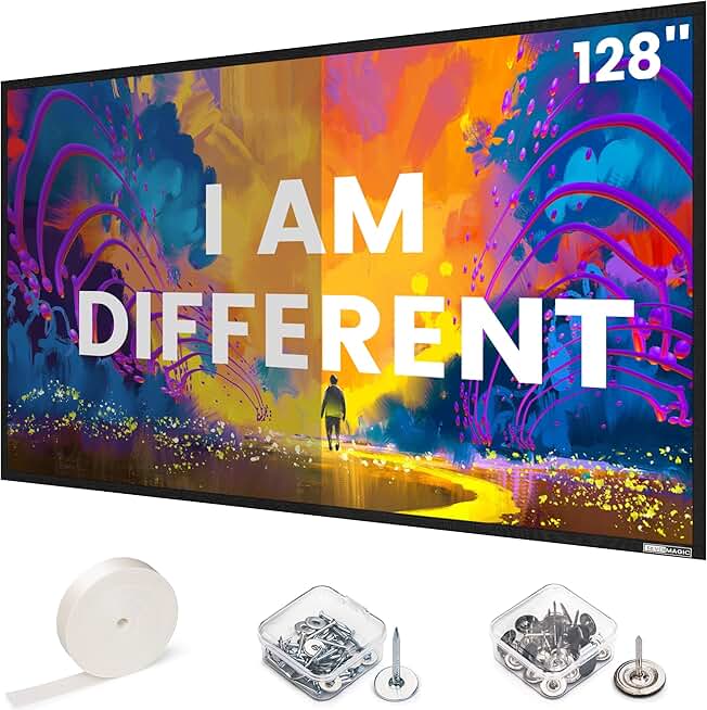 High Gain 128-Inch White Projector Screen for DIY or Wall Mount