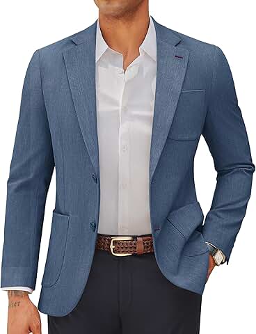 Men's Casual Two-Button Blazer with Notched Lapel
