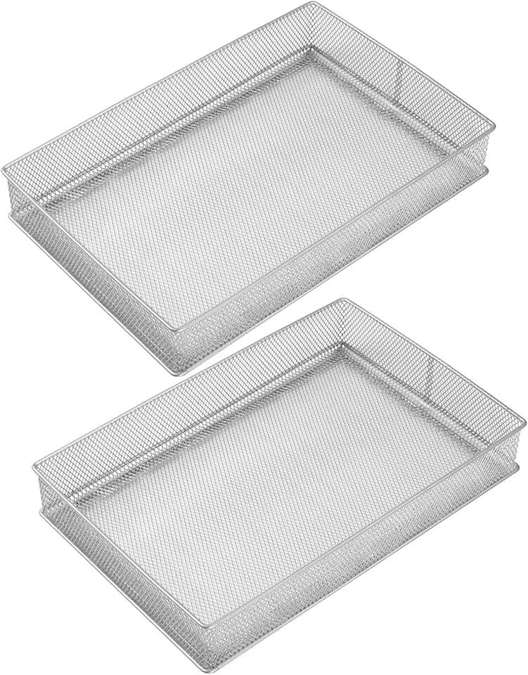 Silver Mesh Desk Drawer Organizer for Home and Office