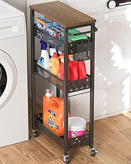 Slim 4-Tier Metal Storage Cart with Wheels
