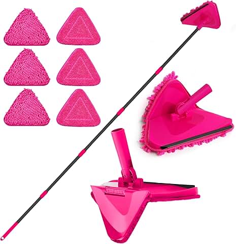 Long Handle Wall Mop with Microfiber and Chenille Pads