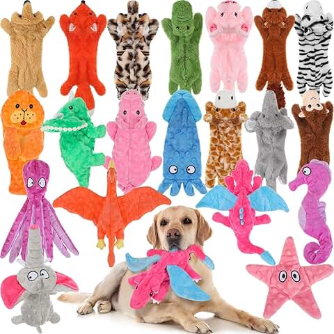20 Durable Squeaky Dog Toys for Chewers