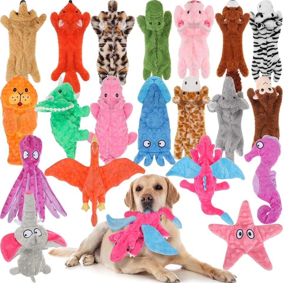 20 Durable Squeaky Dog Toys for Chewers