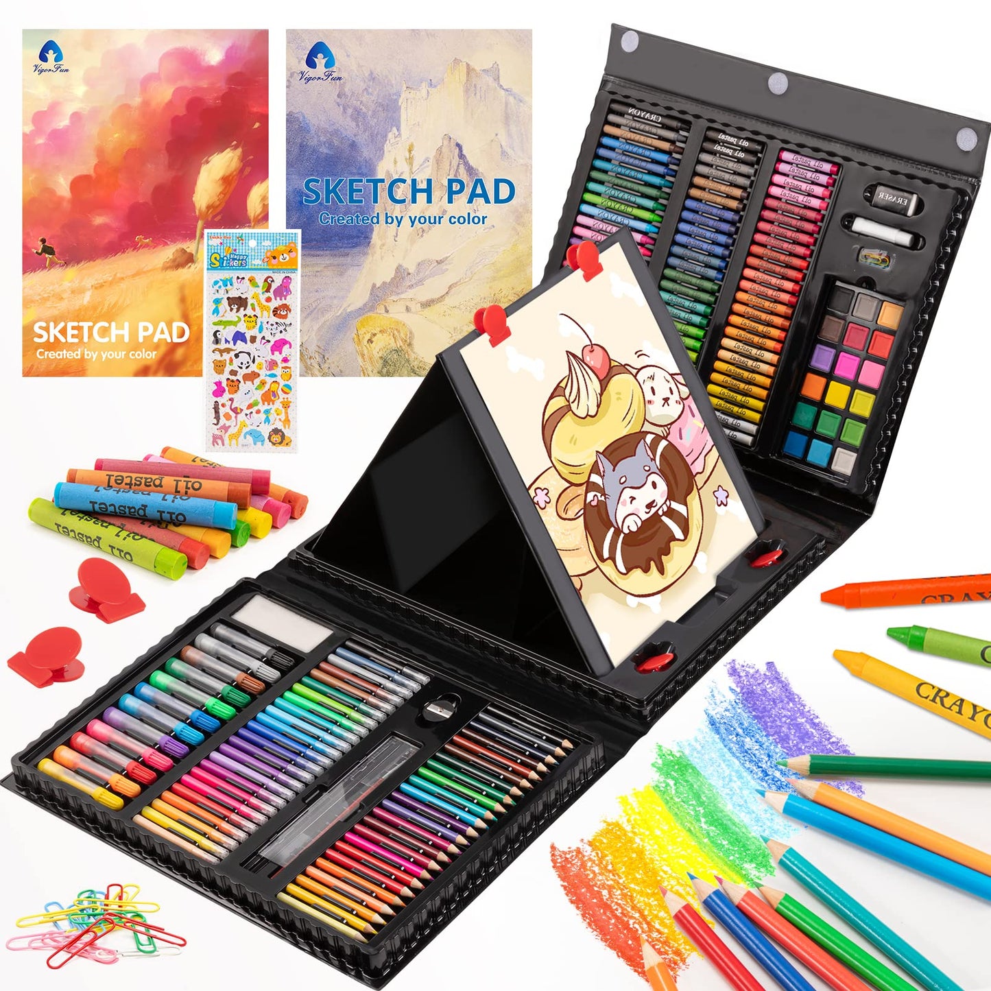 240-Piece Art Set with Double Sided Trifold Easel