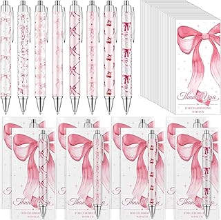 Pink Bow Party Favors with Pens and Thank You Cards