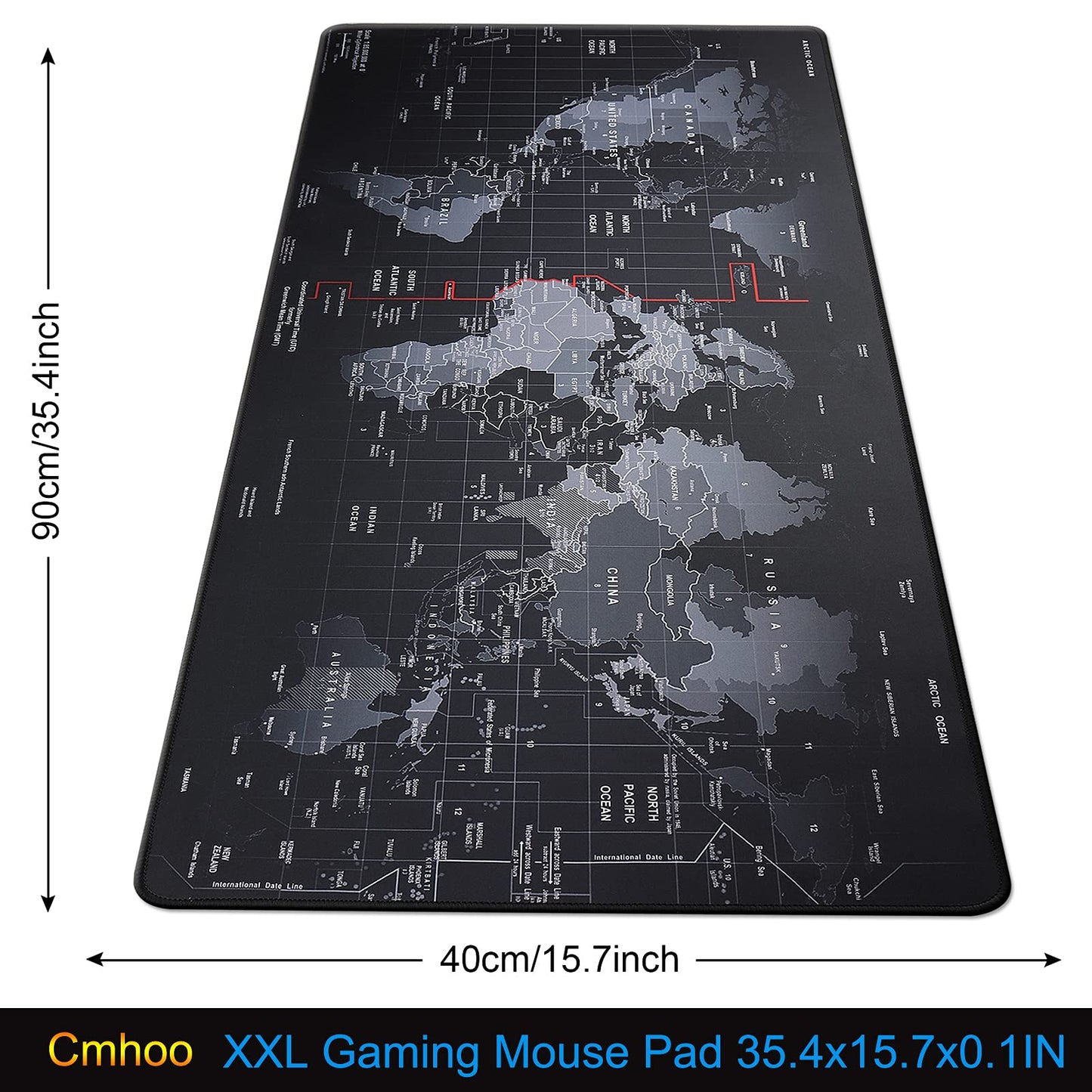 XXL Professional Large Mouse Pad & Computer Game Mouse Mat (35.4x15.7x0.1IN, Map) (90*40 Map)