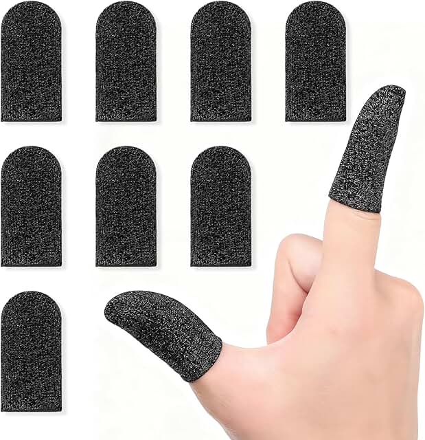 Set of 8 Ultra-Thin Silver Fiber Gaming Finger Sleeves