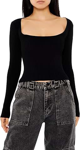Women's Cropped Rib-Knit Sweater