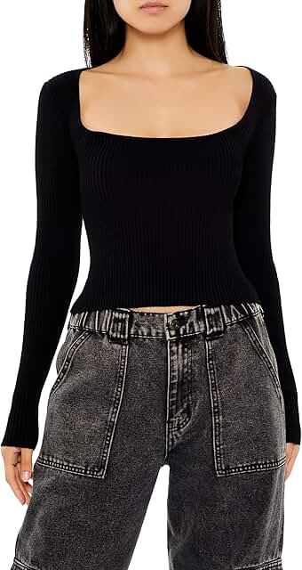 Women's Cropped Rib-Knit Sweater