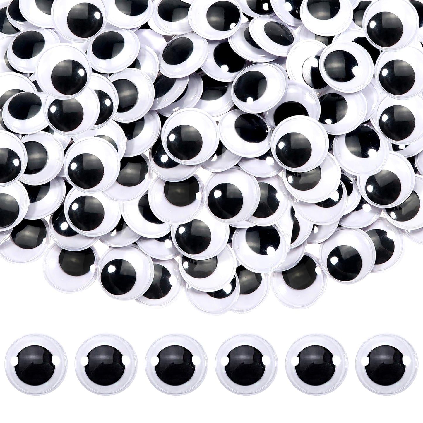 300pcs 20mm Self-Adhesive Black Wiggle Googly Eyes