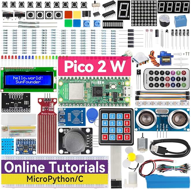 Raspberry Pi Pico 2 W Starter Kit with 96 Projects