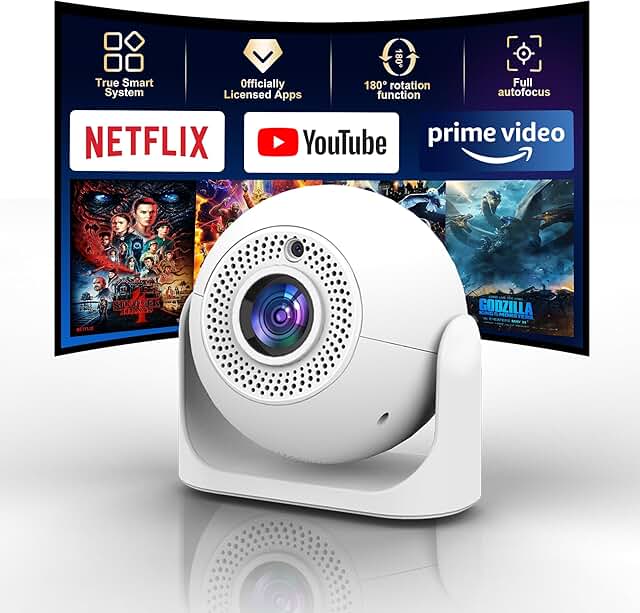 Mini Portable Projector with WiFi, Bluetooth, 1080P, and Auto Focus