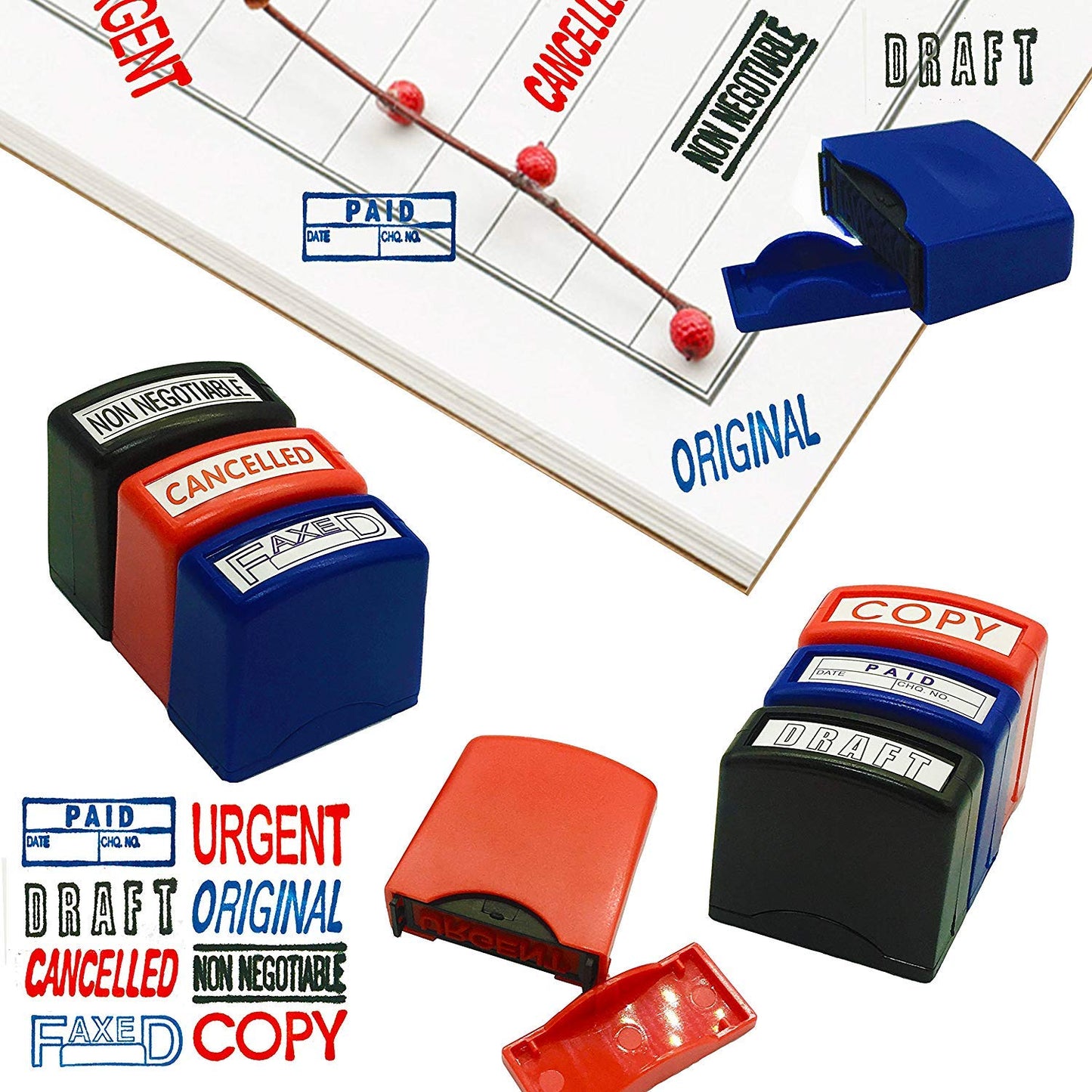 Set of 8 Self-Inking Office Message Stamps