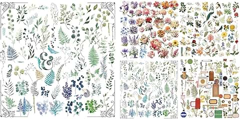 Set of 5 Vintage Eucalyptus and Plant Stickers