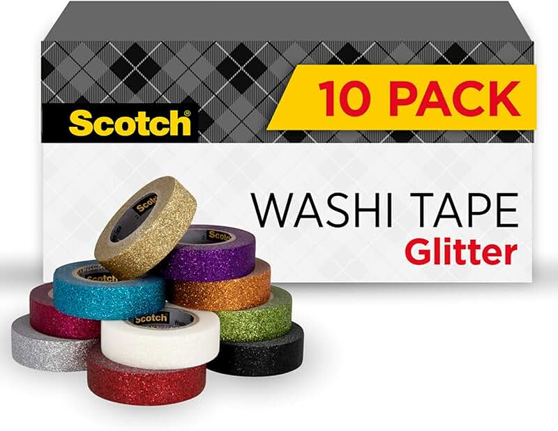 10 Rolls of Glitter Washi Tape for Crafts and Gifts