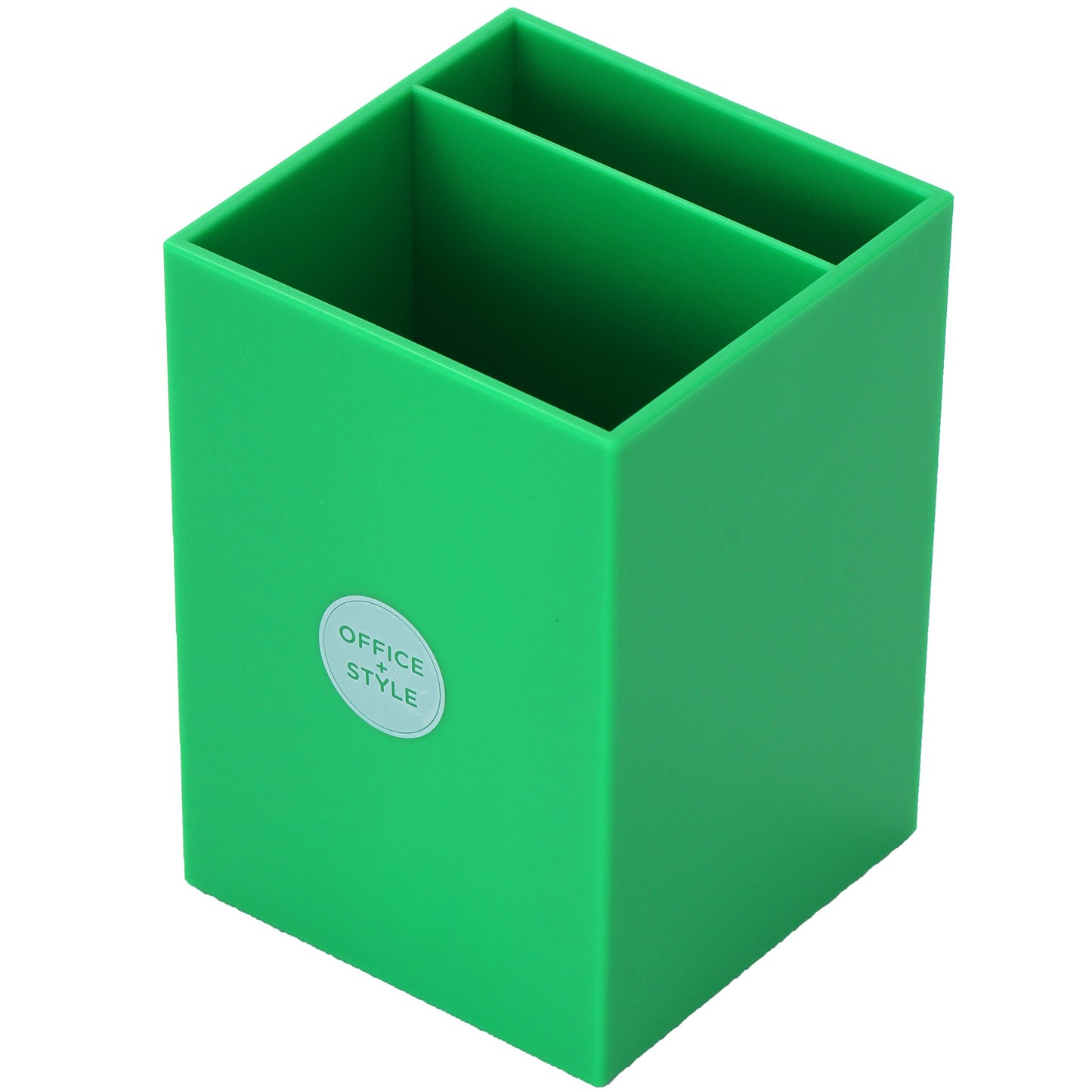 Green Office Desk Pen and Pencil Holder with Ruler