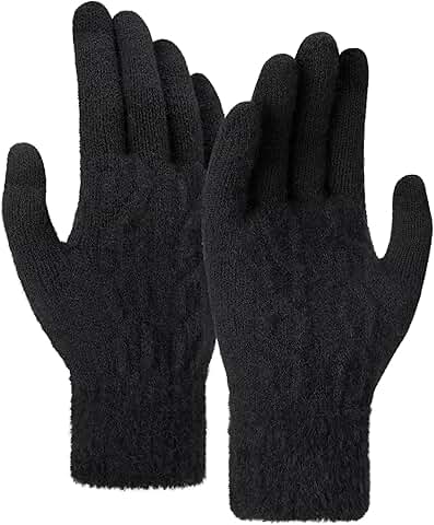Winter Gloves for Women and Men with Faux Fur Cuffs