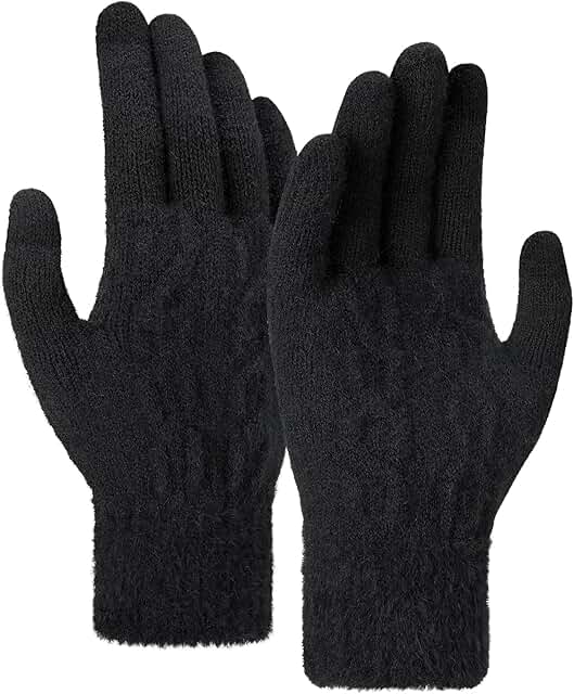 Winter Gloves for Women and Men with Faux Fur Cuffs