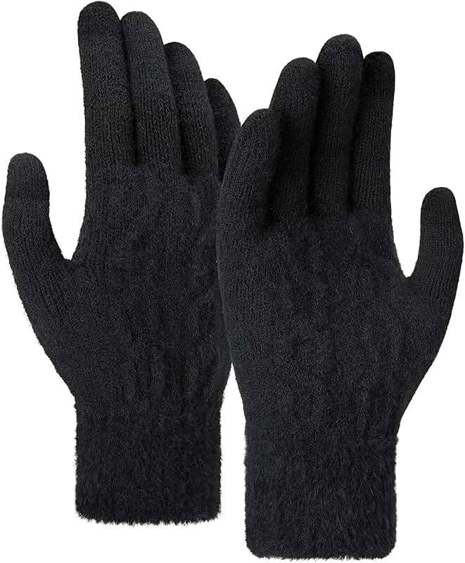 Winter Gloves for Women and Men with Faux Fur Cuffs