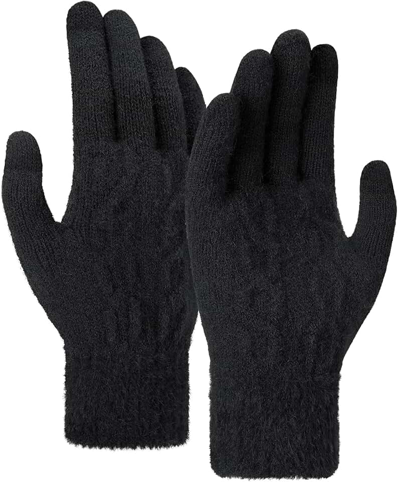 Winter Gloves for Women and Men with Faux Fur Cuffs