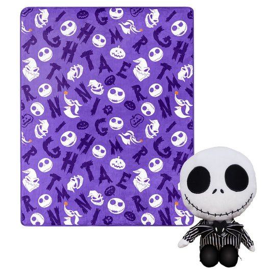 Character Hugger Pillow  Silk Touch Throw Blanket Set, 40" x 50", Nightmare Before  Nightmare Friends
