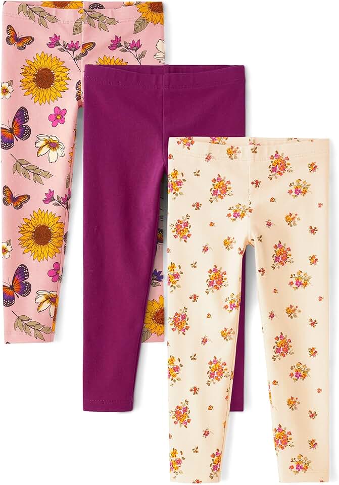 Printed leggings for baby girls and toddlers, multipacks
