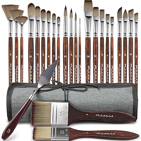 25-Piece Artist Paint Brush Set for Various Painting Styles