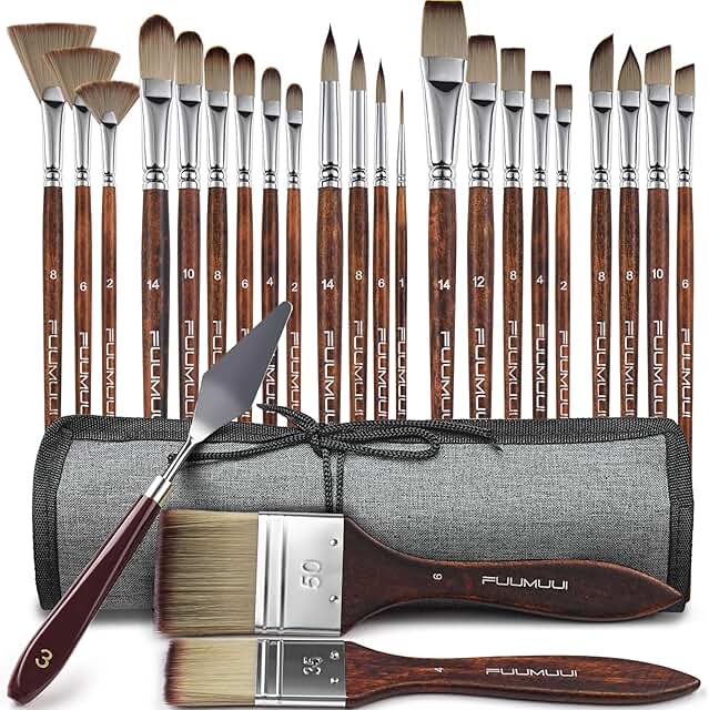 25-Piece Artist Paint Brush Set for Various Painting Styles