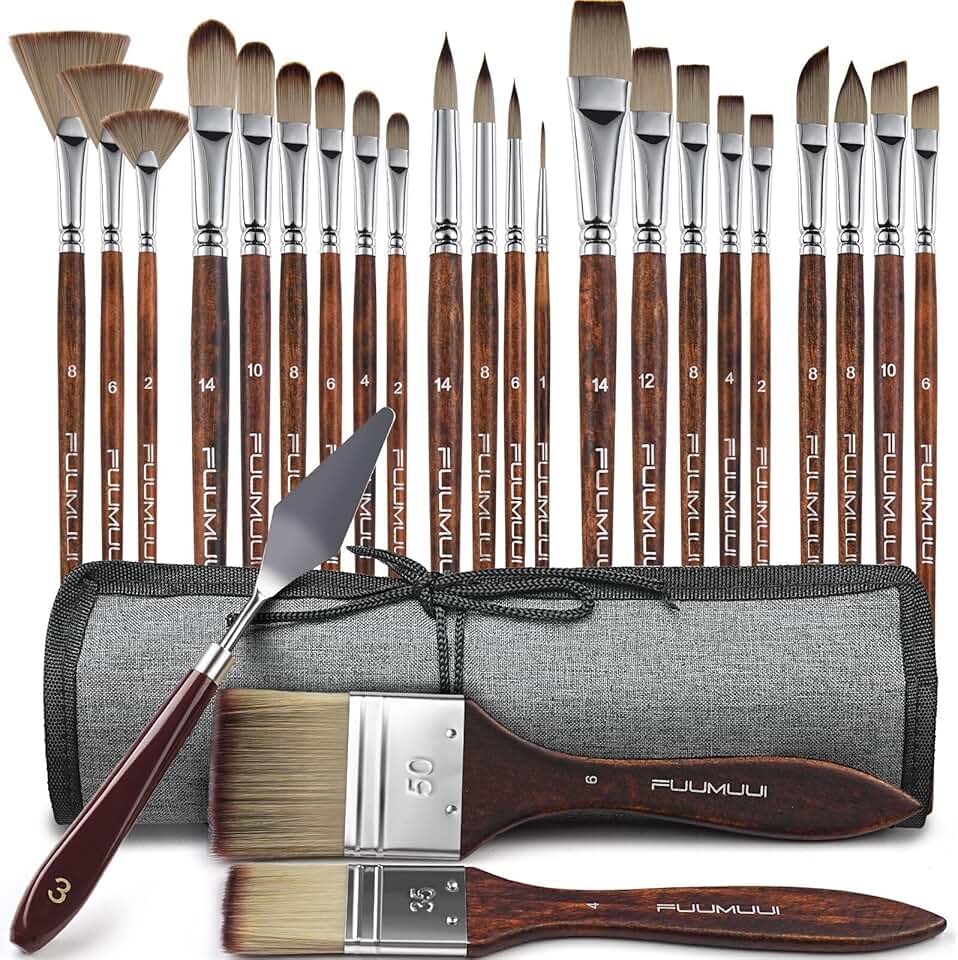 25-Piece Artist Paint Brush Set for Various Painting Styles