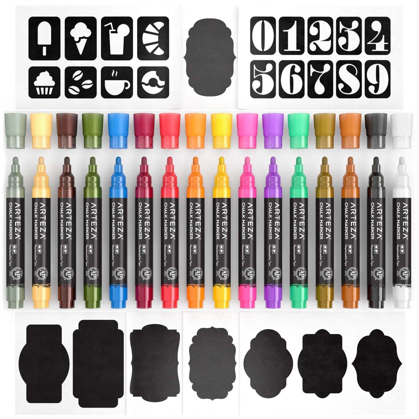 Set of 16 Pastel Liquid Chalk Markers with Accessories