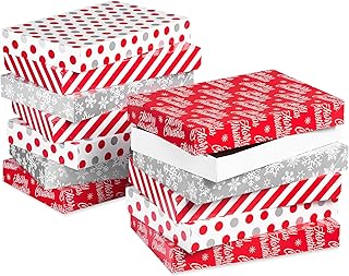 Red, White, and Silver Christmas Gift Boxes (12)