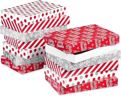 Red, White, and Silver Christmas Gift Boxes (12)