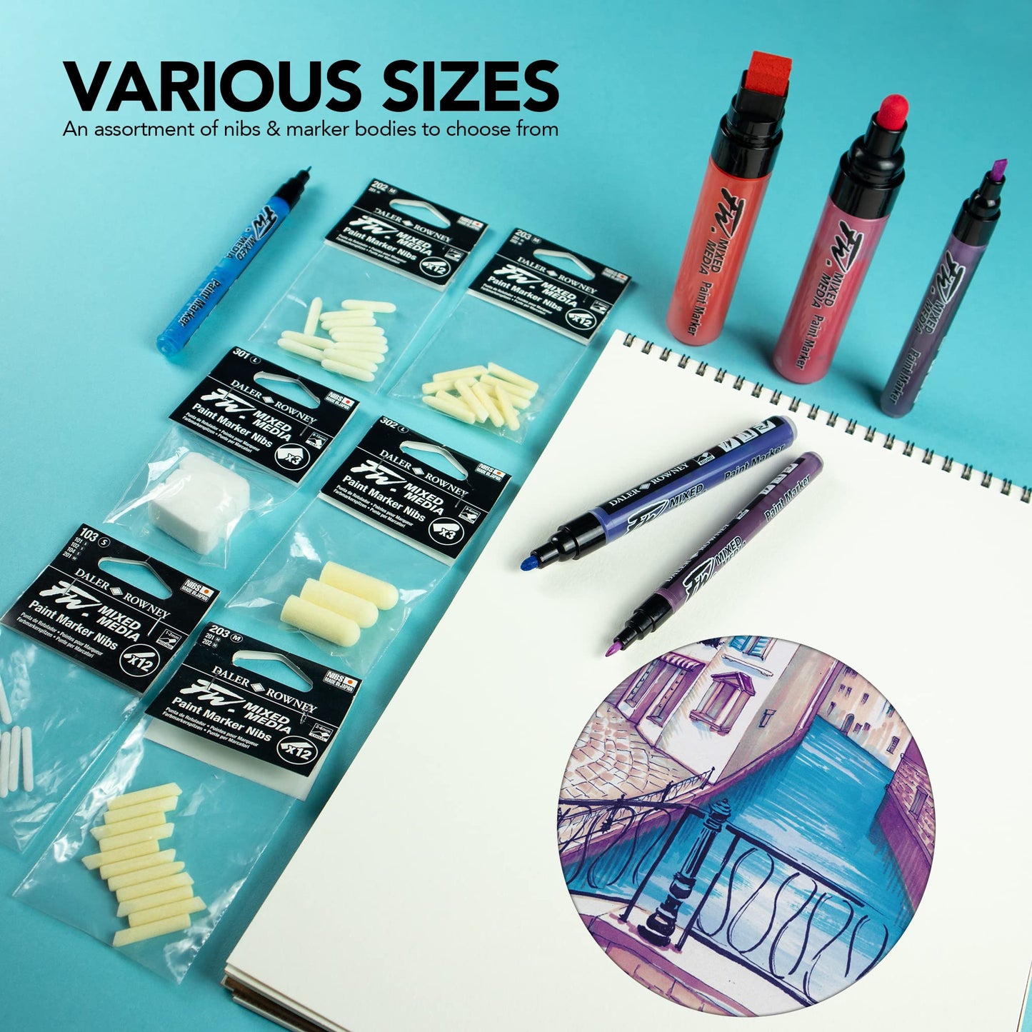 Two Refillable Mixed Media Paint Markers with Extra Nibs