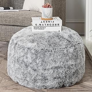 Grey round ottoman foot rest, 20x20x12 inches, foldable, cover only