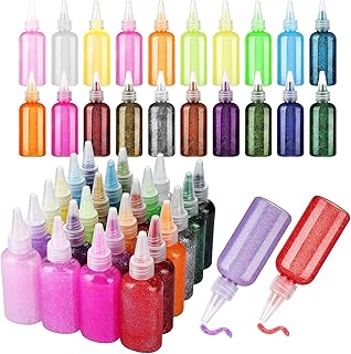 24 Glitter Glue Bottles for Crafts, Neon Metallic Colors