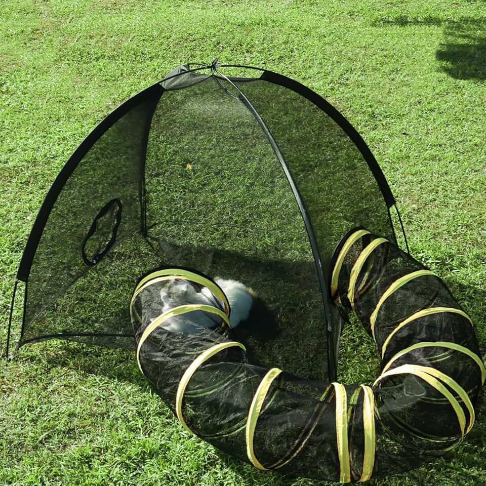 Outdoor Cat Enclosure with Tunnel for Play and Safety