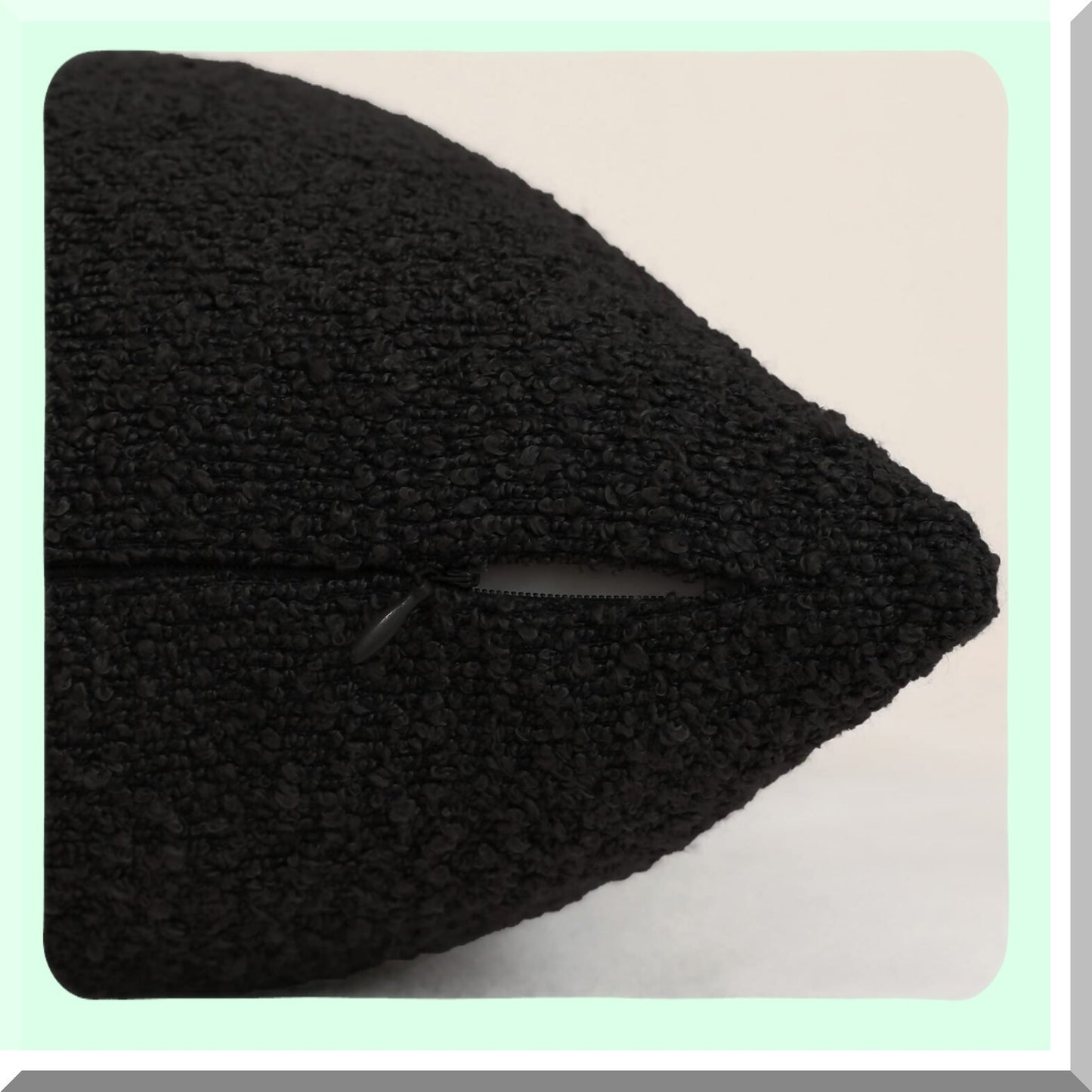 Luxury Black Boucle Lumbar Pillow Cover - Plush Decorative Cushion Case for Sofa - Thick Textured Throw Pillow - 14x36 Inch - Set of 1