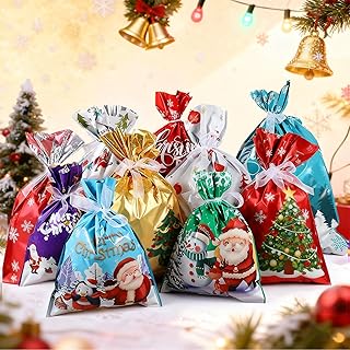 Christmas Drawstring Gift Bags, 30 Pack
