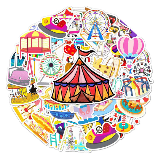 50 Kawaii Amusement Park Stickers for Water Bottles and Laptops