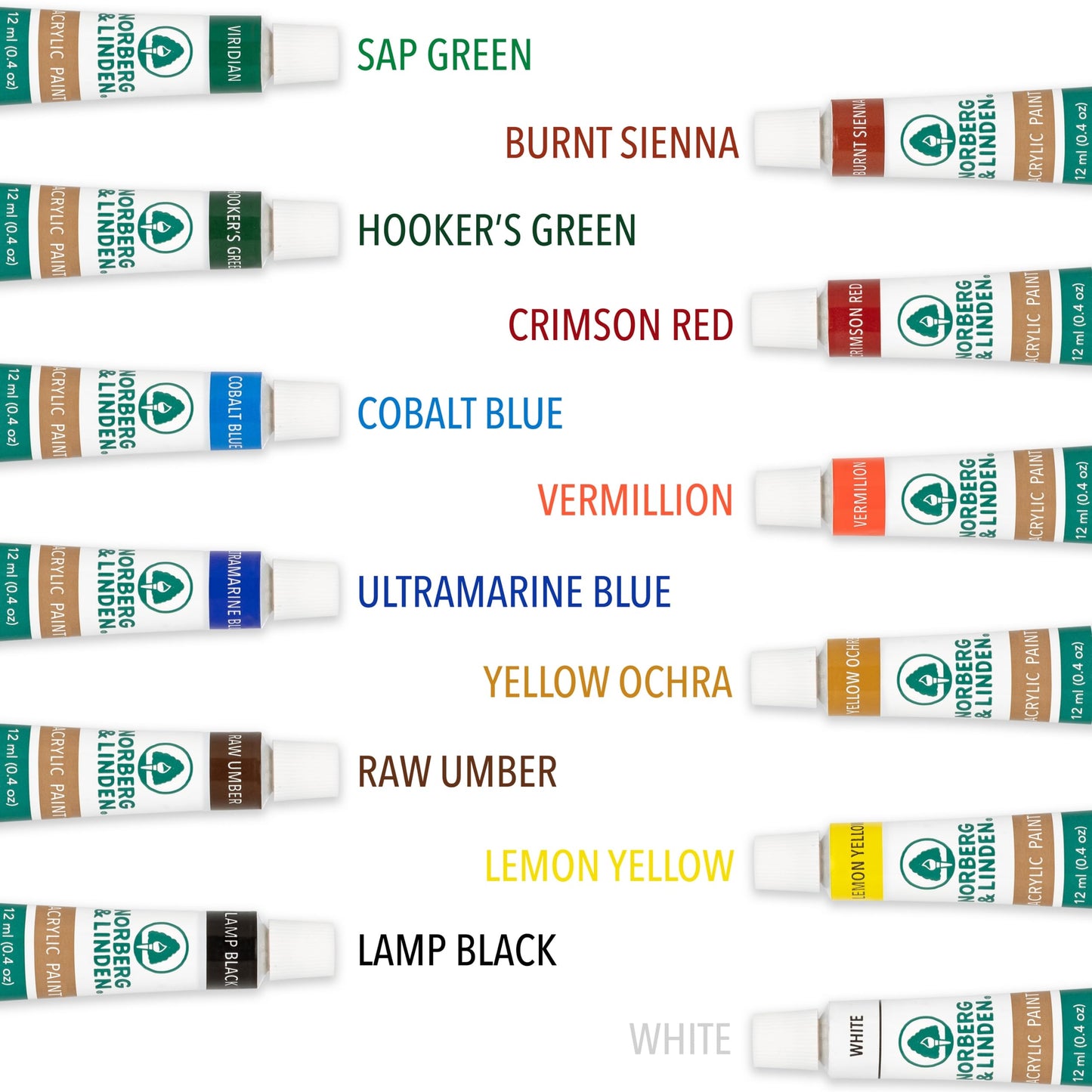 Acrylic Paint Set with Canvas and Brushes, 12 Colors