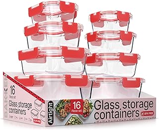16-piece borosilicate glass food storage containers with lids
