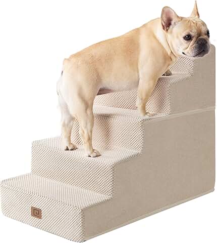 Dog stairs for high beds, 5 steps, non-slip, beige