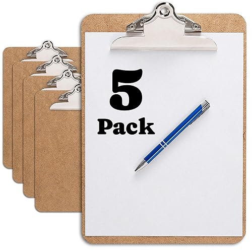 Pack of 5 large letter size wood clipboards