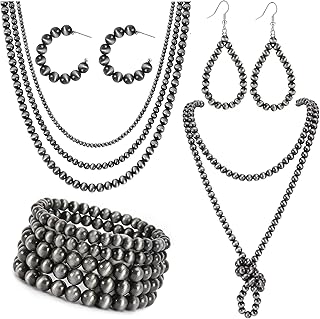 Navajo Pearl Jewelry Set for Women with Necklace, Bracelet, Earrings