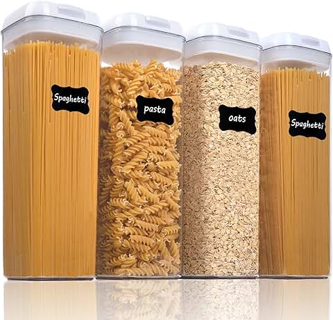 Set of 4 Airtight Food Storage Containers with Labels
