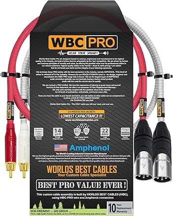 1.5 ft RCA to XLR male audio cable pair