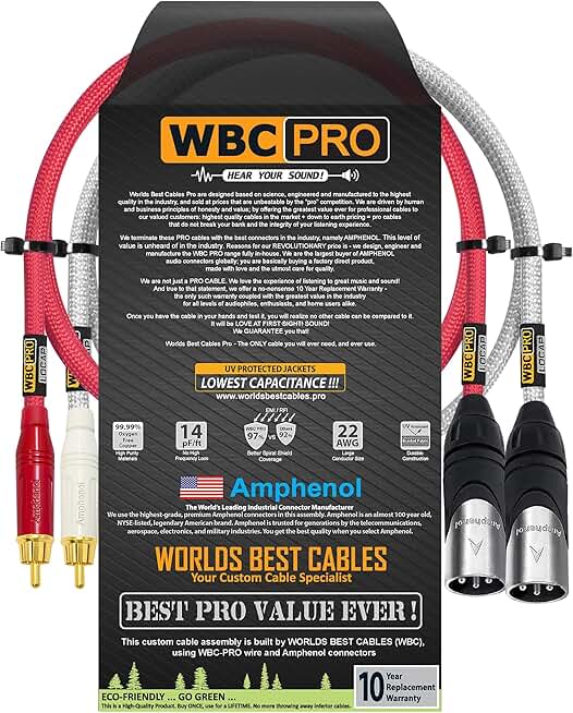 1.5 ft RCA to XLR male audio cable pair