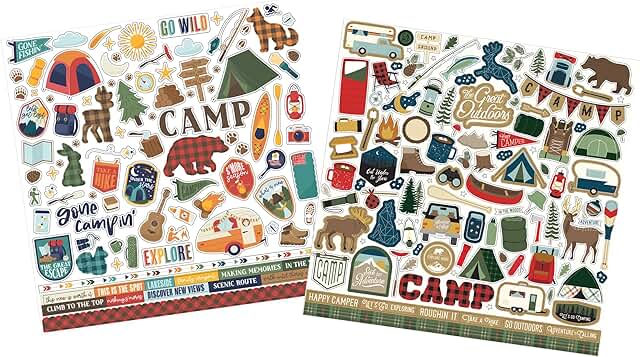 Aesthetic Camping Scrapbook Stickers Set of 2