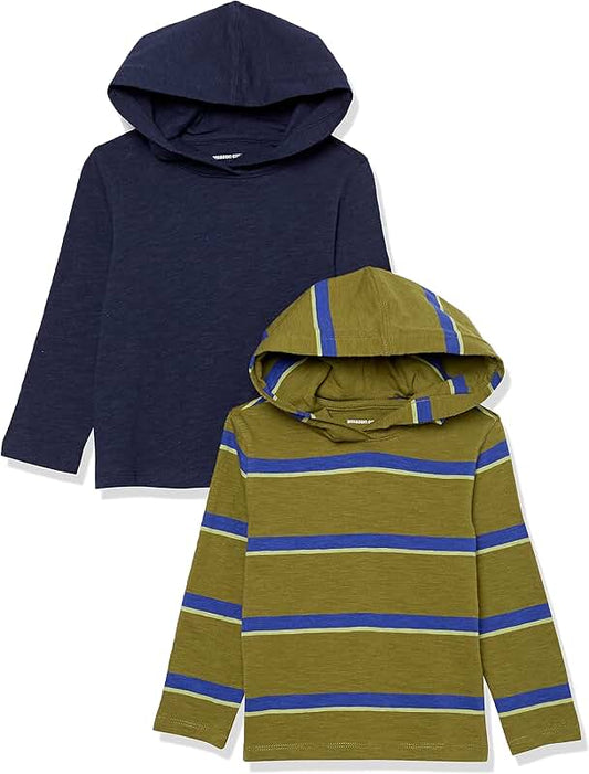 Lightweight Long-Sleeve Hooded T-Shirts for Boys and Toddlers (2 Pack)